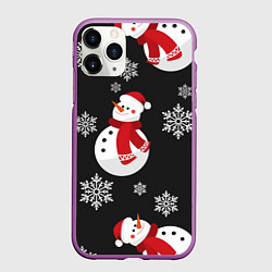 Чехол iPhone 11 Pro матовый Снеговик!, цвет: 3D-фиолетовый