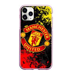 Чехол iPhone 11 Pro матовый MANCHESTER UNITED, БРЫЗГИ КРАСОК, цвет: 3D-розовый