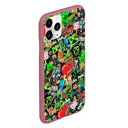 Чехол iPhone 11 Pro матовый МАЙНКРАФТ ВСЕ ГЕРОИ И ПРЕДМЕТЫ, цвет: 3D-малиновый — фото 2