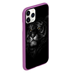 Чехол iPhone 11 Pro матовый Голова хищного тигра, цвет: 3D-фиолетовый — фото 2