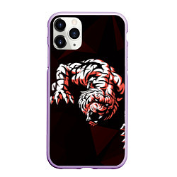 Чехол iPhone 11 Pro матовый Злой тигр нападает, цвет: 3D-сиреневый