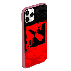 Чехол iPhone 11 Pro матовый DOTA 2 RED BLACK LOGO, БРЫЗГИ КРАСОК, цвет: 3D-малиновый — фото 2