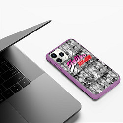 Чехол iPhone 11 Pro матовый JOJOS BIZARRE ADVENTURE ЧЁРНО БЕЛОЕ, цвет: 3D-фиолетовый — фото 2