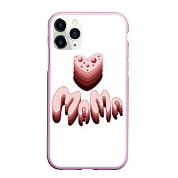 Чехол iPhone 11 Pro матовый Объемное розовое сердце с бусинами и объемной розо, цвет: 3D-розовый