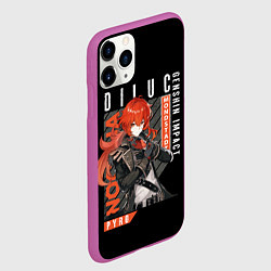Чехол iPhone 11 Pro матовый Genshin Impact, Дилюк, цвет: 3D-фиолетовый — фото 2