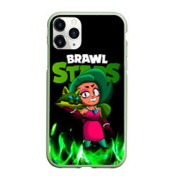 Чехол iPhone 11 Pro матовый LOLA ЛОЛА BRAWLSTARS зеленый огонь, цвет: 3D-салатовый