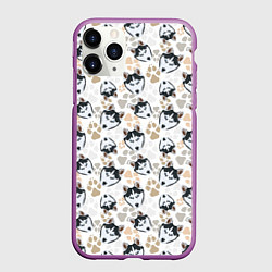 Чехол iPhone 11 Pro матовый Собака Сибирский Хаски, цвет: 3D-фиолетовый