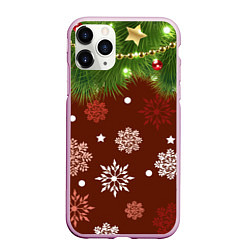 Чехол iPhone 11 Pro матовый Зимнее Настроение Елка, цвет: 3D-розовый