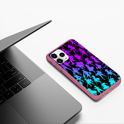 Чехол iPhone 11 Pro матовый GENSHI IMPACT HEROES NEON НЕОНОВЫЙ УЗОР, цвет: 3D-малиновый — фото 2