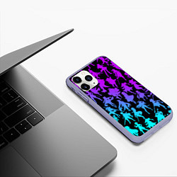 Чехол iPhone 11 Pro матовый GENSHI IMPACT HEROES NEON НЕОНОВЫЙ УЗОР, цвет: 3D-светло-сиреневый — фото 2