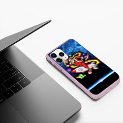 Чехол iPhone 11 Pro матовый Санта хипстер в очках на ракете в космосе с планет, цвет: 3D-розовый — фото 2