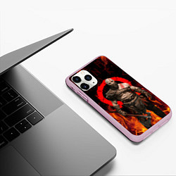 Чехол iPhone 11 Pro матовый GOD OF WAR РАГНАРЁК, КРАТОС В ОГНЕ, цвет: 3D-розовый — фото 2