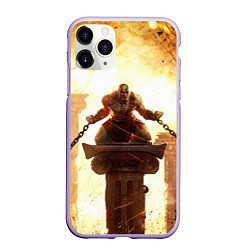 Чехол iPhone 11 Pro матовый GOD OF WAR КРАТОС В ЦЕПЯХ, цвет: 3D-светло-сиреневый