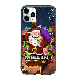 Чехол iPhone 11 Pro матовый НОВОГОДНЯЯ ЁЛКА В МАЙНКРАФТ SANTA CLAUS, цвет: 3D-темно-зеленый