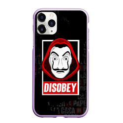 Чехол iPhone 11 Pro матовый LA CASA DE PAPEL DISOBEY БУМАЖНЫЙ ДОМ, цвет: 3D-сиреневый