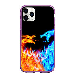 Чехол iPhone 11 Pro матовый FIRE DRAGONS ОГНЕННЫЕ ДРАКОНЫ, цвет: 3D-фиолетовый