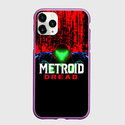 Чехол iPhone 11 Pro матовый Metroid Dread Самус Аран и потеки крови, цвет: 3D-фиолетовый