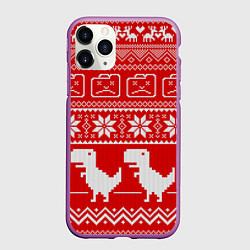 Чехол iPhone 11 Pro матовый Вязаный принт, цвет: 3D-фиолетовый