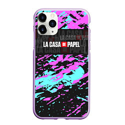 Чехол iPhone 11 Pro матовый La Casa de Papel Logo Надпись, цвет: 3D-сиреневый