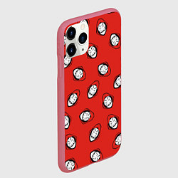 Чехол iPhone 11 Pro матовый БУМАЖНЫЙ ДОМ , УЗОР ИЗ МАСОК ДАЛИ, цвет: 3D-малиновый — фото 2