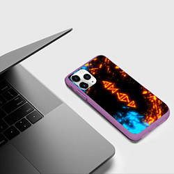 Чехол iPhone 11 Pro матовый СИМВОЛЫ ВЕДЬМАКА ОГОНЬ И ВОДА, цвет: 3D-фиолетовый — фото 2