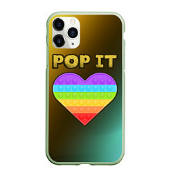 Чехол iPhone 11 Pro матовый Pop It - Heart - Abstraction, цвет: 3D-салатовый