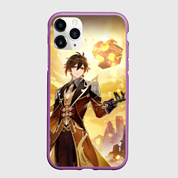 Чехол iPhone 11 Pro матовый Zhongli Order, цвет: 3D-фиолетовый