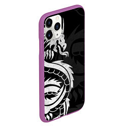 Чехол iPhone 11 Pro матовый ЯПОНСКИЙ БЕЛЫЙ ДРАКОН JAPAN WHITE DRAGON, цвет: 3D-фиолетовый — фото 2