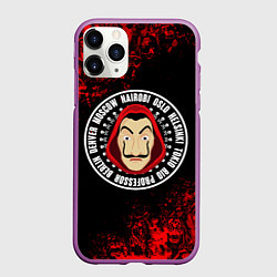 Чехол iPhone 11 Pro матовый БУМАЖНЫЙ ДОМ, СПИСОК ГЕРОЕВ УЗОР, цвет: 3D-фиолетовый