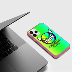 Чехол iPhone 11 Pro матовый Geometry Dash, цвет: 3D-малиновый — фото 2