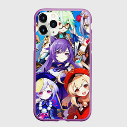 Чехол iPhone 11 Pro матовый ГЕРОИ ИГРЫ GENSHIN IMPACT, цвет: 3D-фиолетовый