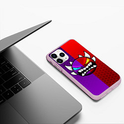 Чехол iPhone 11 Pro матовый Geometry Dash: Violet x Red, цвет: 3D-розовый — фото 2