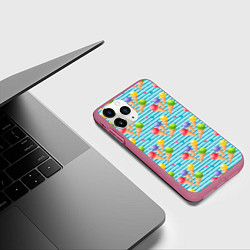 Чехол iPhone 11 Pro матовый Разноцветное мороженое паттерн, цвет: 3D-малиновый — фото 2