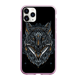 Чехол iPhone 11 Pro матовый ЭТНИЧЕСКАЯ ЛИСА FOX ABSTRACT, цвет: 3D-розовый