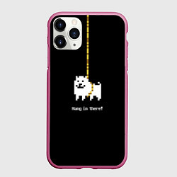 Чехол iPhone 11 Pro матовый UNDERTALE DOG НА КАНАТЕ, цвет: 3D-малиновый