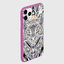 Чехол iPhone 11 Pro матовый БЕЛАЯ ЭТНИЧЕСКА ЛИСА WHITE FOX, цвет: 3D-фиолетовый — фото 2