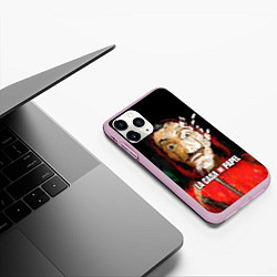 Чехол iPhone 11 Pro матовый БУМАЖНЫЙ ДОМ РИСУНОК - LA CASA DE PAPEL BELLA CIAO, цвет: 3D-розовый — фото 2