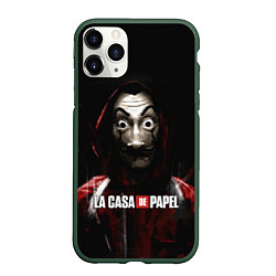 Чехол iPhone 11 Pro матовый РИСУНОК БУМАЖНЫЙ ДОМ - LA CASA DE PAPEL BELLA CIAO, цвет: 3D-темно-зеленый