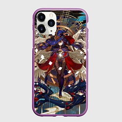 Чехол iPhone 11 Pro матовый Мона магическая ведьма геншин, цвет: 3D-фиолетовый