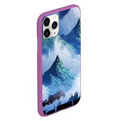 Чехол iPhone 11 Pro матовый Поезд в горах, цвет: 3D-фиолетовый — фото 2