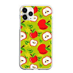 Чехол iPhone 11 Pro матовый Яблочки паттерн, цвет: 3D-белый
