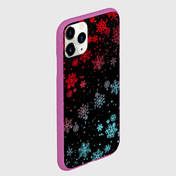 Чехол iPhone 11 Pro матовый НЕОНОВЫЕ СНЕЖИНКИ, НОВЫЙ ГОД 2022, цвет: 3D-фиолетовый — фото 2