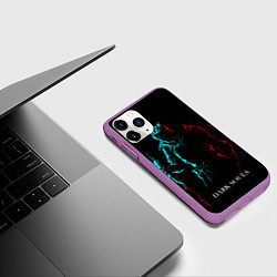 Чехол iPhone 11 Pro матовый Dark Souls NEON Силуэт, цвет: 3D-фиолетовый — фото 2