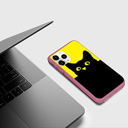 Чехол iPhone 11 Pro матовый Котик голова кота, цвет: 3D-малиновый — фото 2