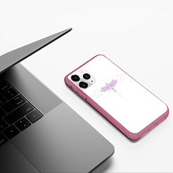 Чехол iPhone 11 Pro матовый Стрекоза Violet Neon Theme, цвет: 3D-малиновый — фото 2