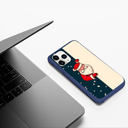 Чехол iPhone 11 Pro матовый Happy New Year Дед Мороз, цвет: 3D-тёмно-синий — фото 2