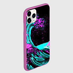 Чехол iPhone 11 Pro матовый НЕОНОВАЯ ЯПОНИЯ, ВОЛНА, ФУДЗИЯМА NEON JAPAN, цвет: 3D-фиолетовый — фото 2