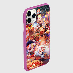 Чехол iPhone 11 Pro матовый Новый год в геншин импакте все герои, цвет: 3D-фиолетовый — фото 2