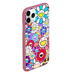 Чехол iPhone 11 Pro матовый Цветы Takashi Murakami, цвет: 3D-малиновый — фото 2