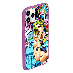 Чехол iPhone 11 Pro матовый JoJos Bizarre Adventure - Джолин Кудзё, цвет: 3D-фиолетовый — фото 2